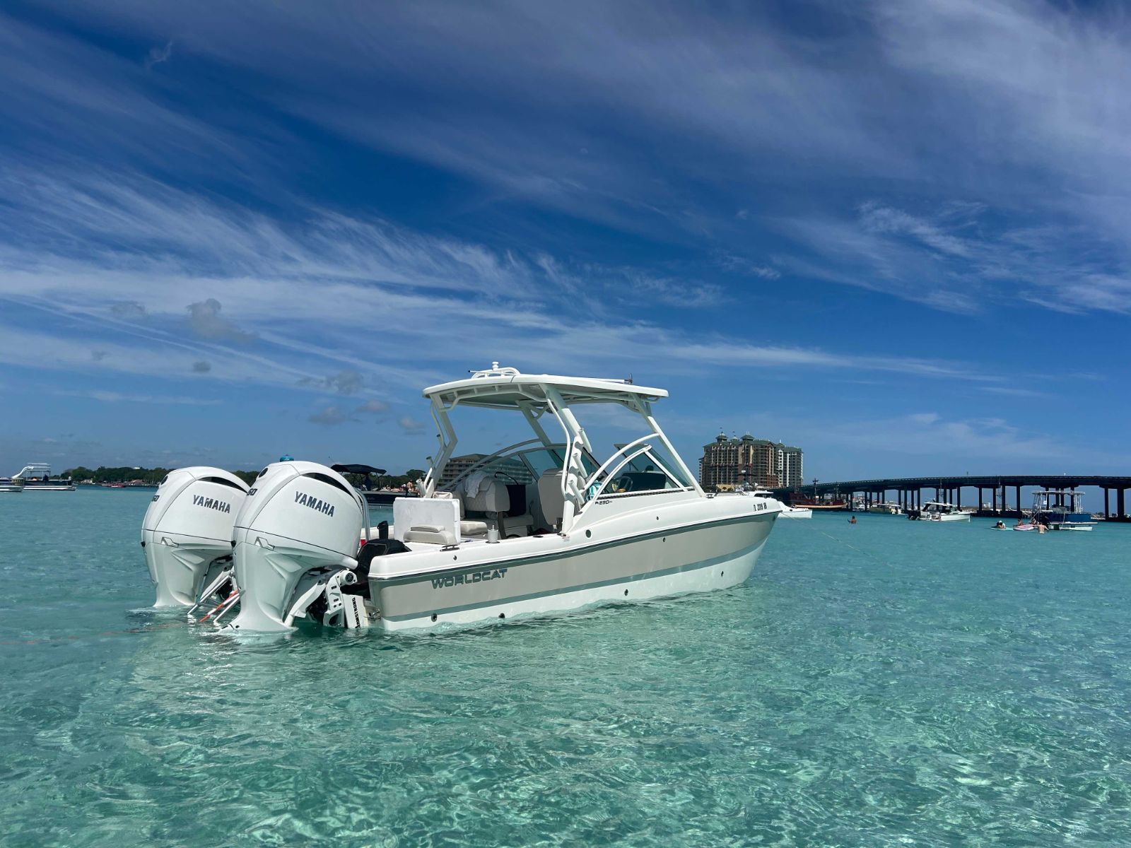 World Cat catamaran underway on the Gulf