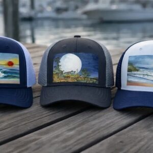 Artistic caps by the waterfront